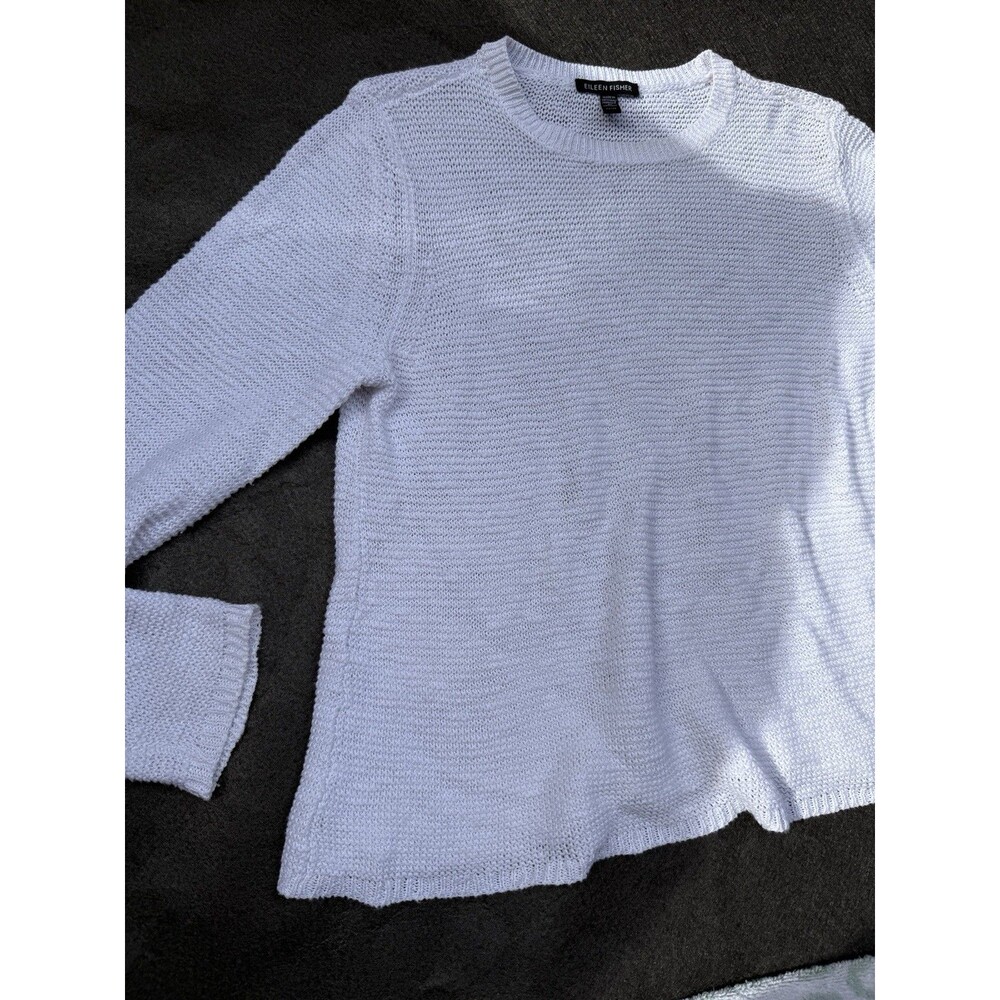 eileen fisher Organic Linen Top Small medium White Knit Runs Big E6